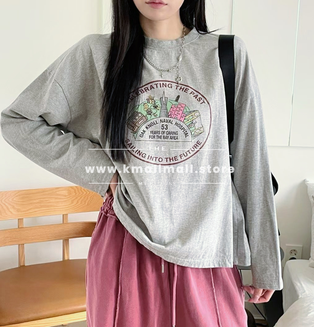 🍂初秋預訂✅ 慵懶感撞色print長Tee