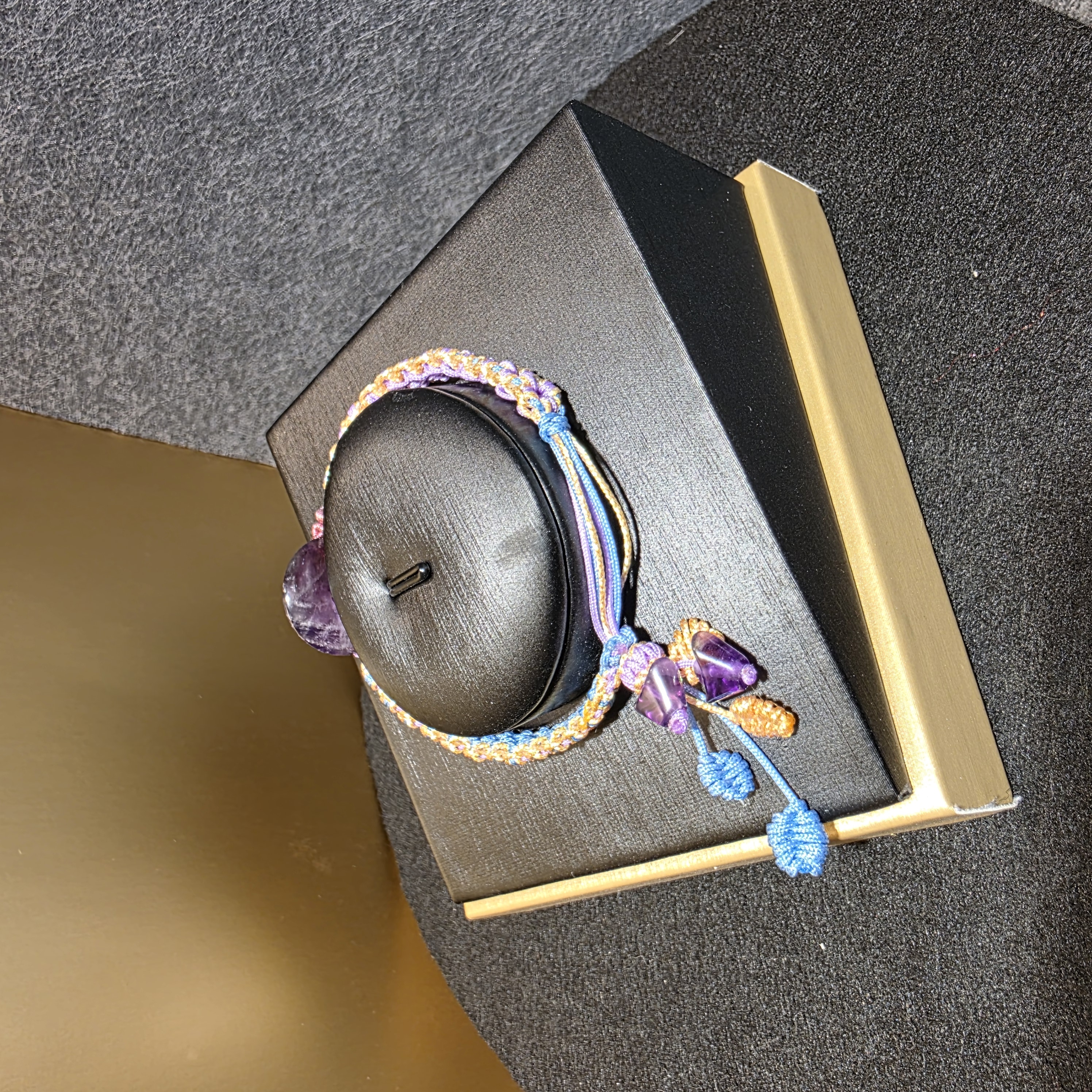 紫水晶平安扣織繩手鏈