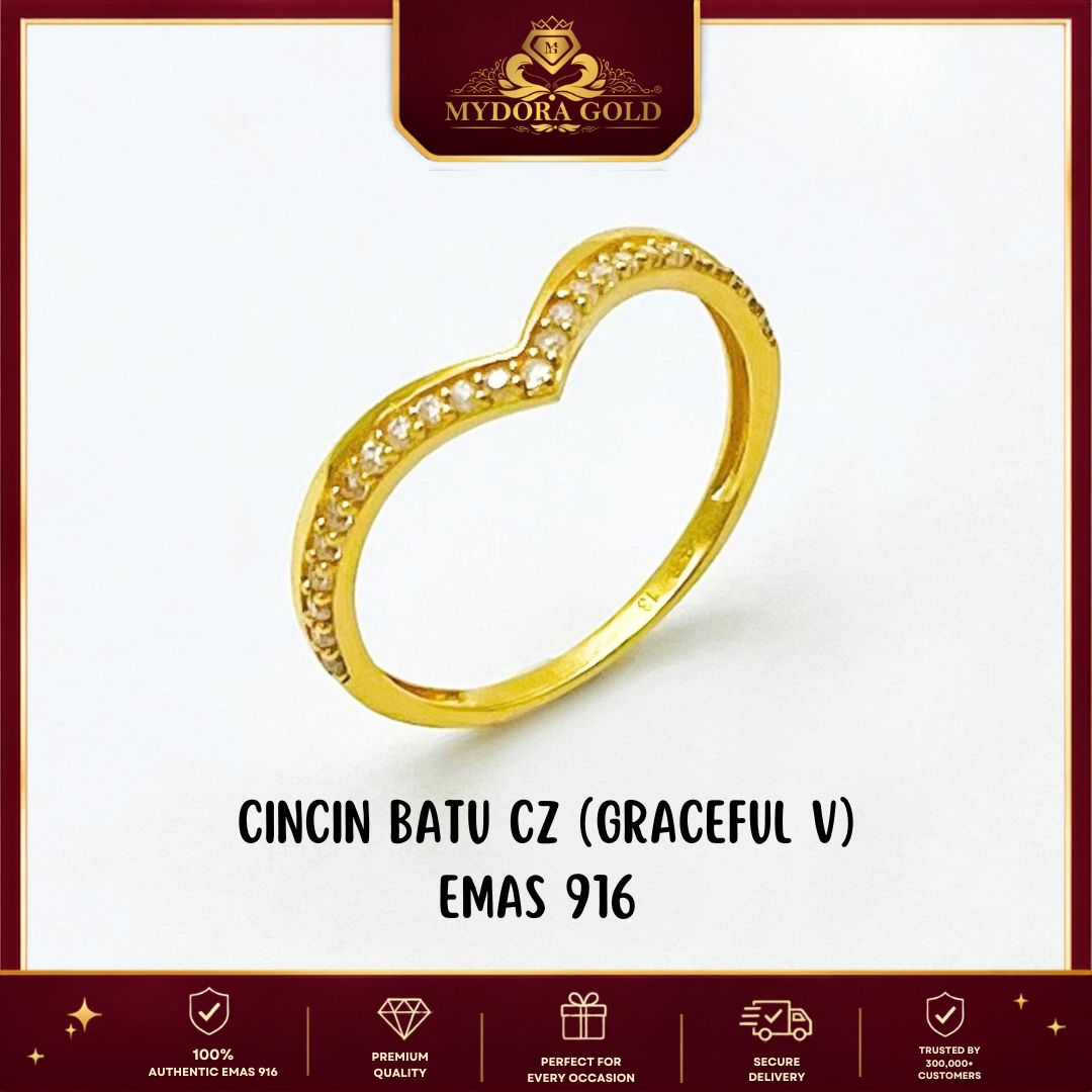 MYDORA Cincin Batu CZ Graceful V | EMAS 916/22K