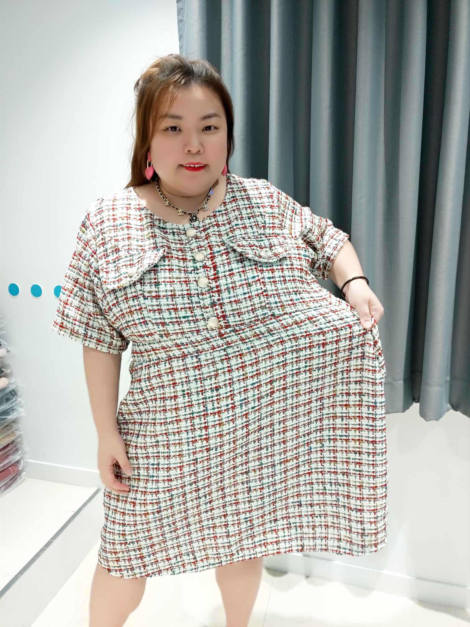 DOD01 假口袋小香风连衣裙