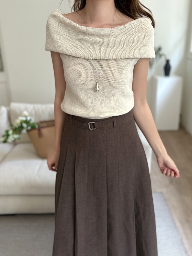 Linen Off Shoulder Top (Oat)