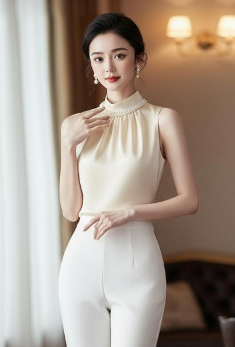 Satin Glow Pearl Blouse