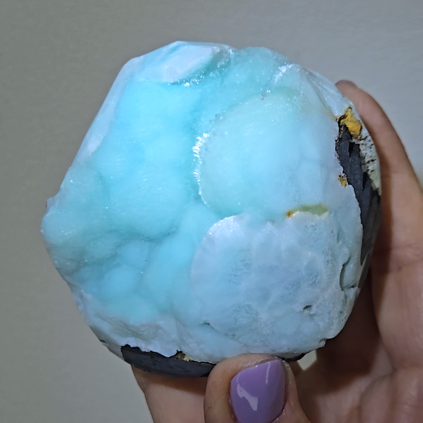 Blue aragonite with botryoidal bubble formations - AR55