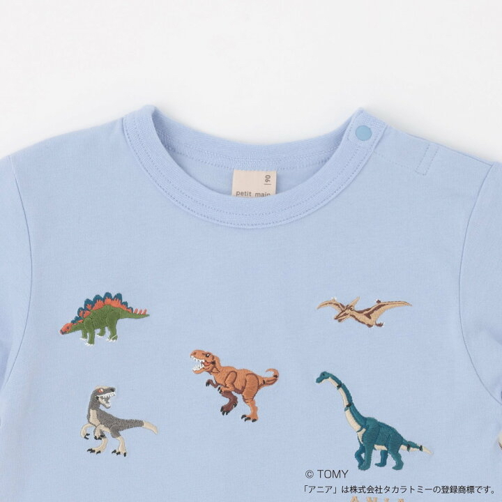 🇯🇵預訂 日本直送🇯🇵Petit Main x Tomica系列兩色恐龍車車印花拼布假兩件長袖T恤
