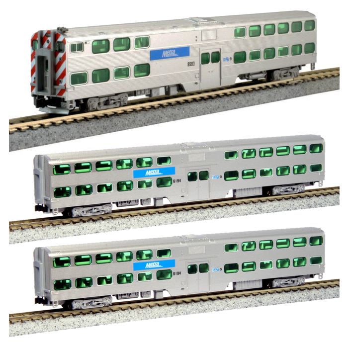 Kato 106-8703 Chicago METRA Gallery Bi-Level Commuter Train 3-Car Set