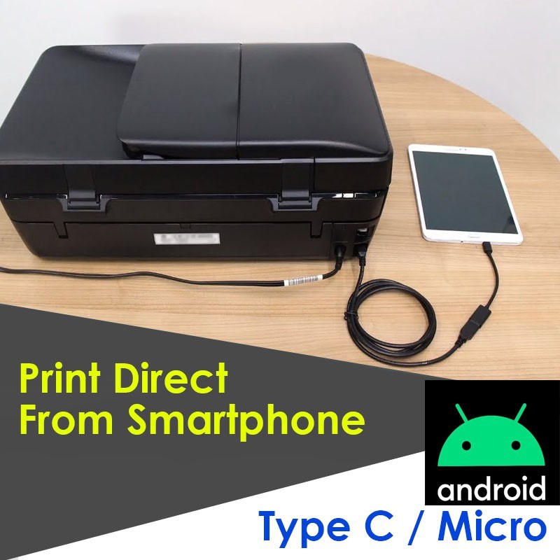 ColourInk OTG Printer Cable Type C / Micro USB To USB Type B Host OTG Adapter Cable for Smartphone