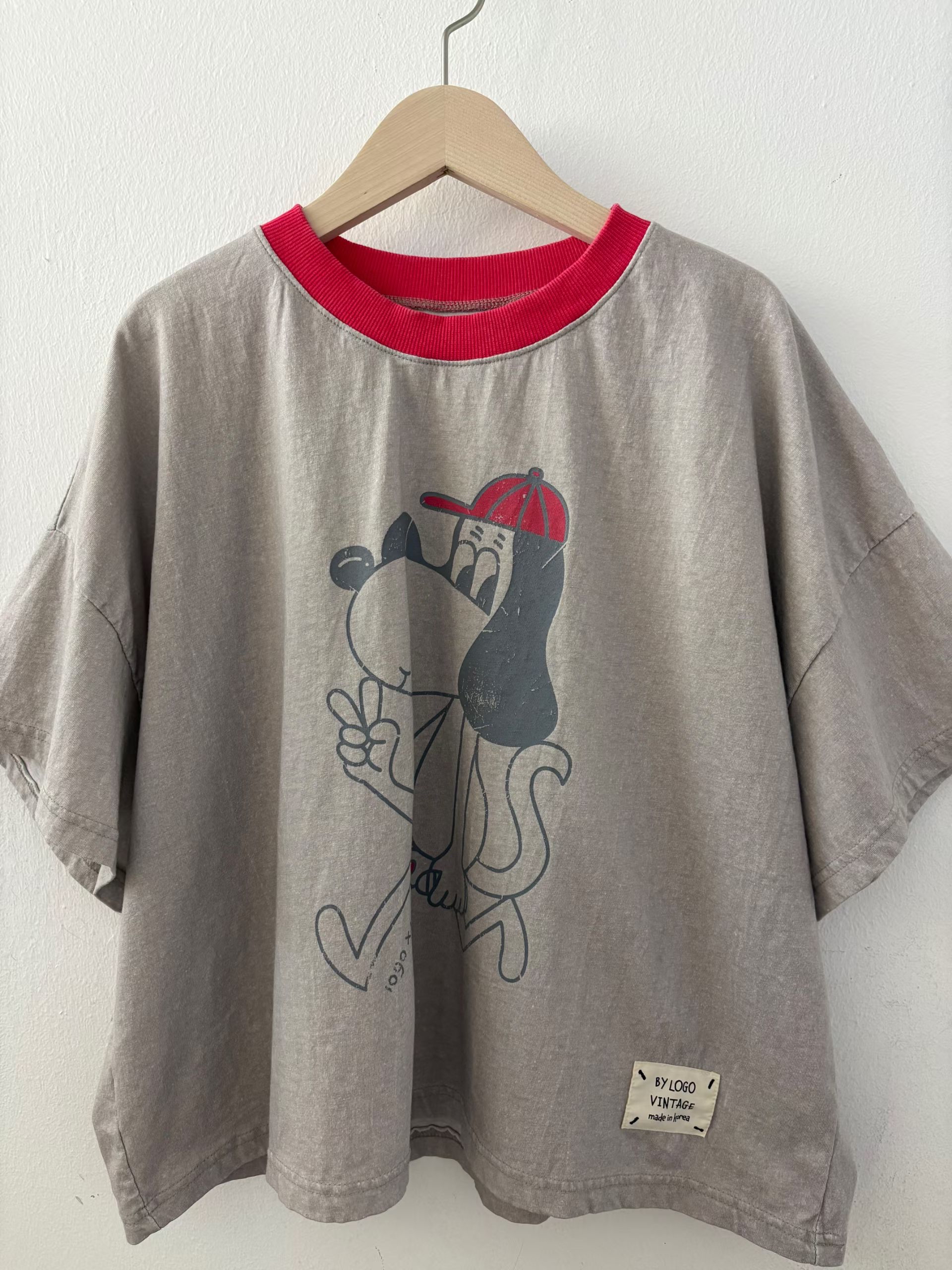 LO OX 撞色cap帽長耳狗tee