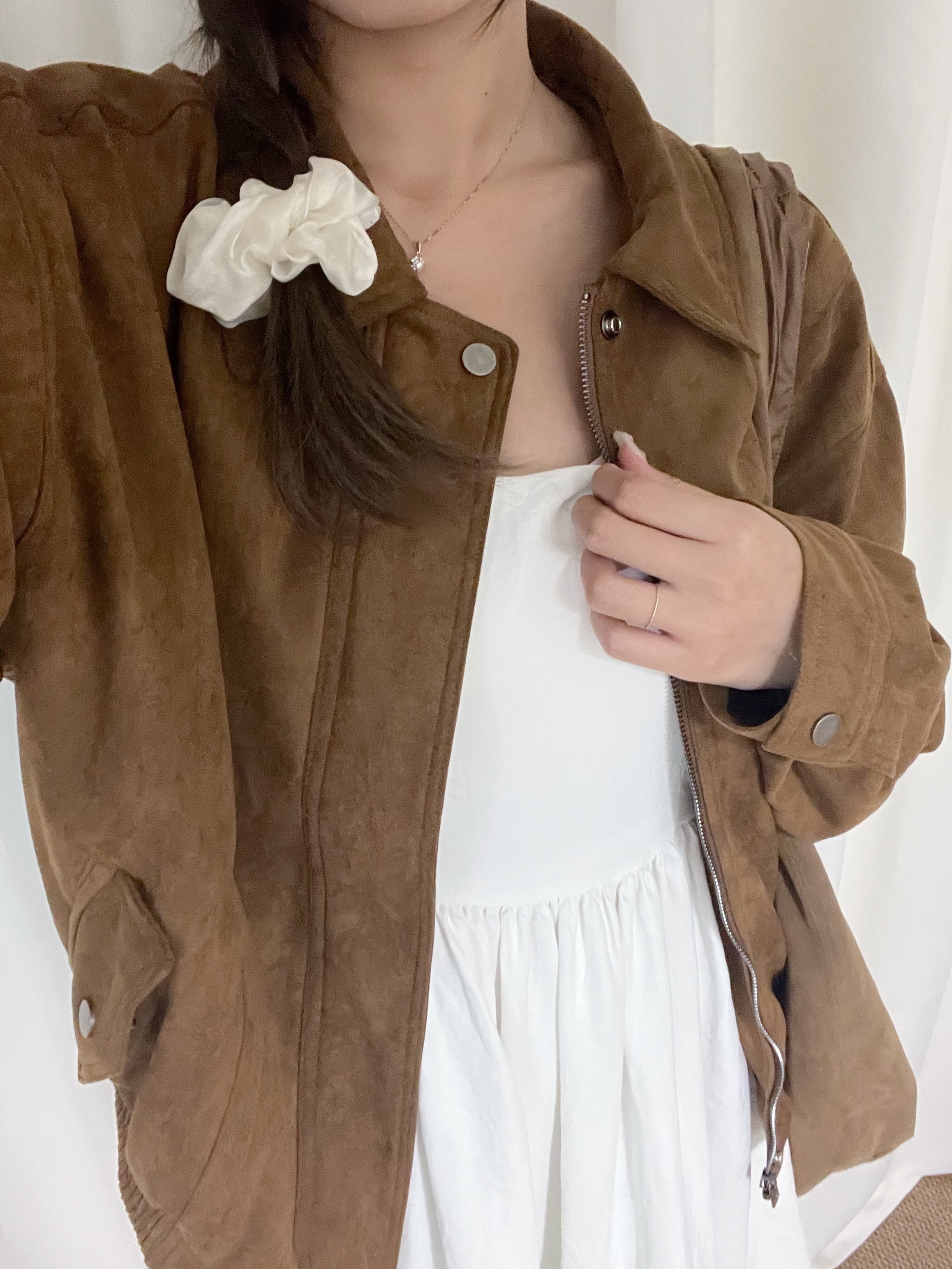 [麂皮/PU皮褸!!] Luna Oversized Zip-up Jacket(兩色入)