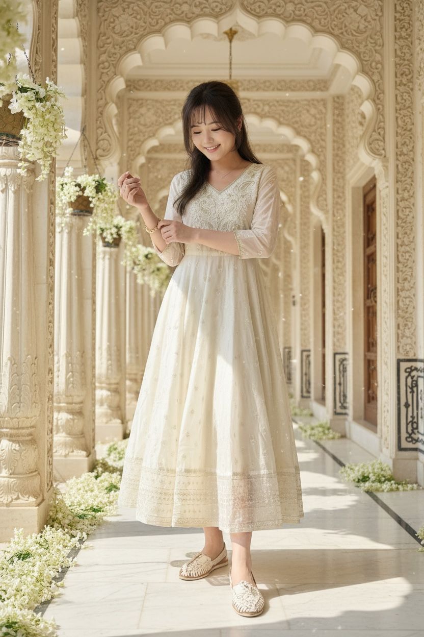 #1514 Milky Full Paisley Emb V Neck OP 47.5"