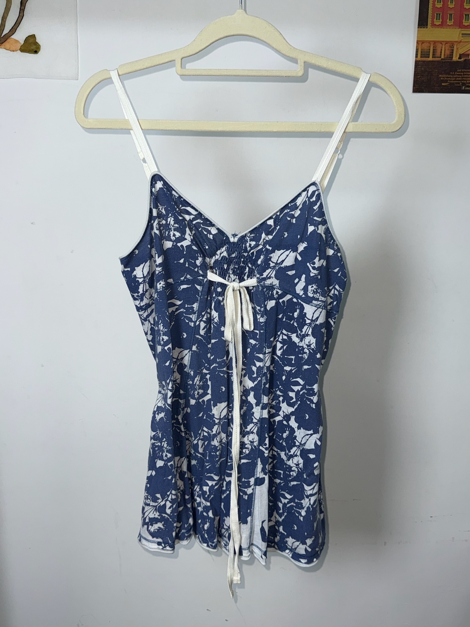 Vintage Floral Print Smocked Cami Top