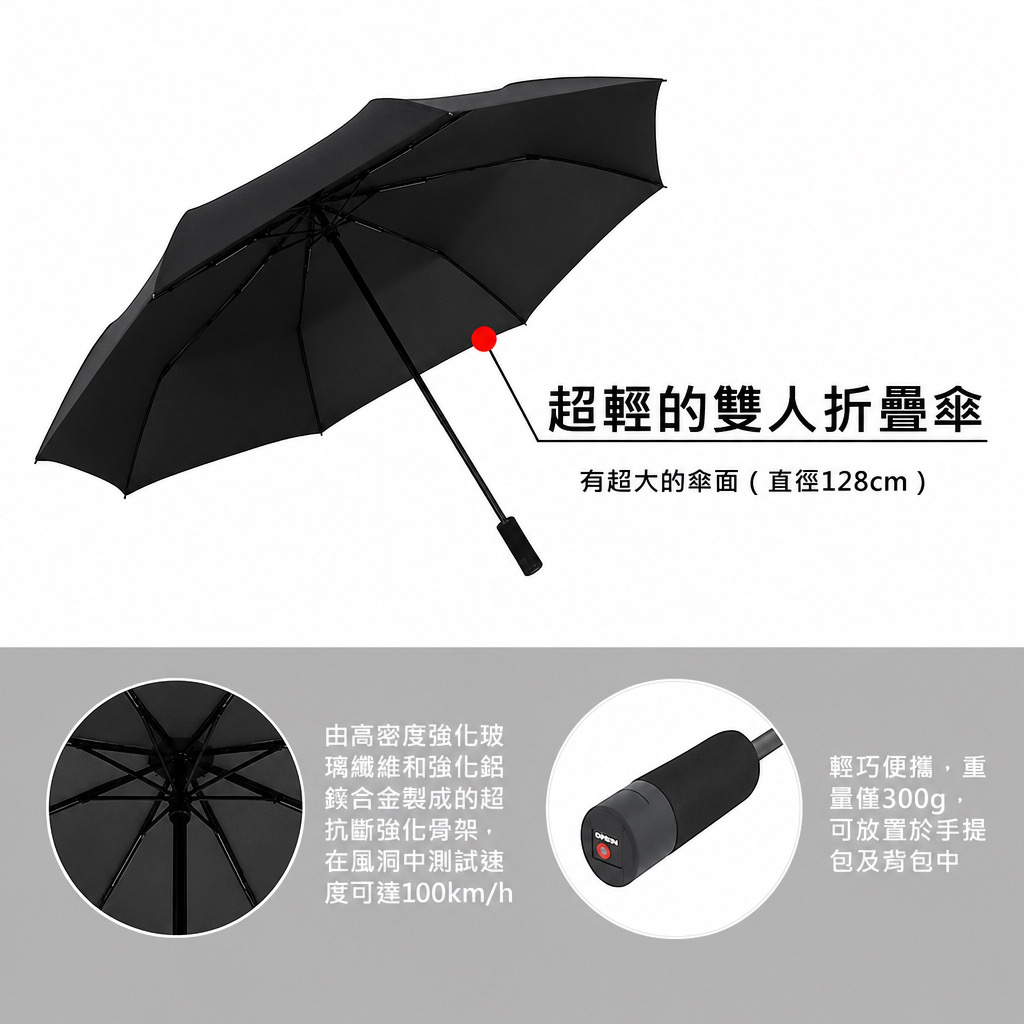 Knirps 的 U.090 手動超輕雙人折疊傘