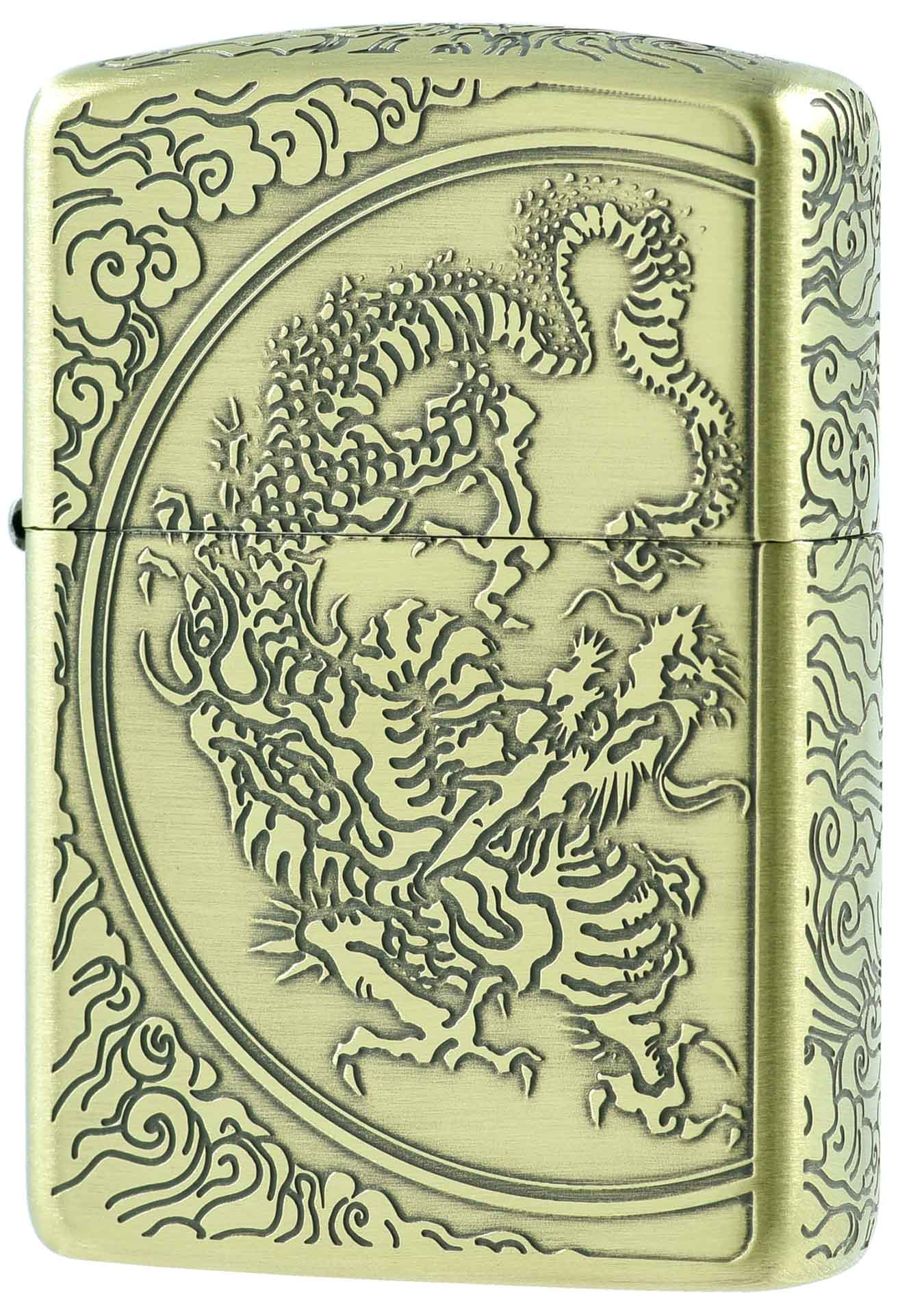 Zippo - ZBT-3-33A / ZA-3-33A 日版 Aromr®祥龍盤云 幸運龍-古銅金(加厚版)（拉絲鍍銅）