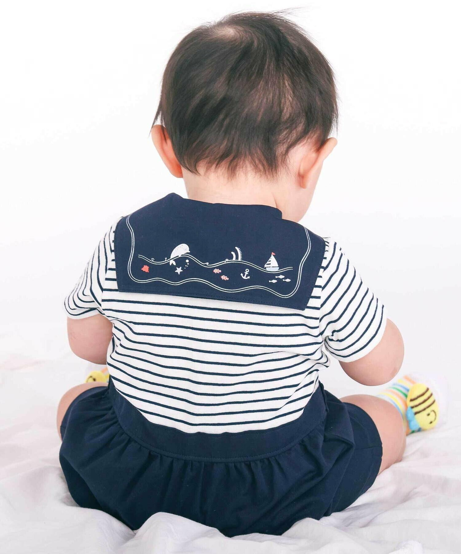 🇯🇵預訂 日本直送🇯🇵Slap Slip Baby兩色海洋風水手領短袖連身服