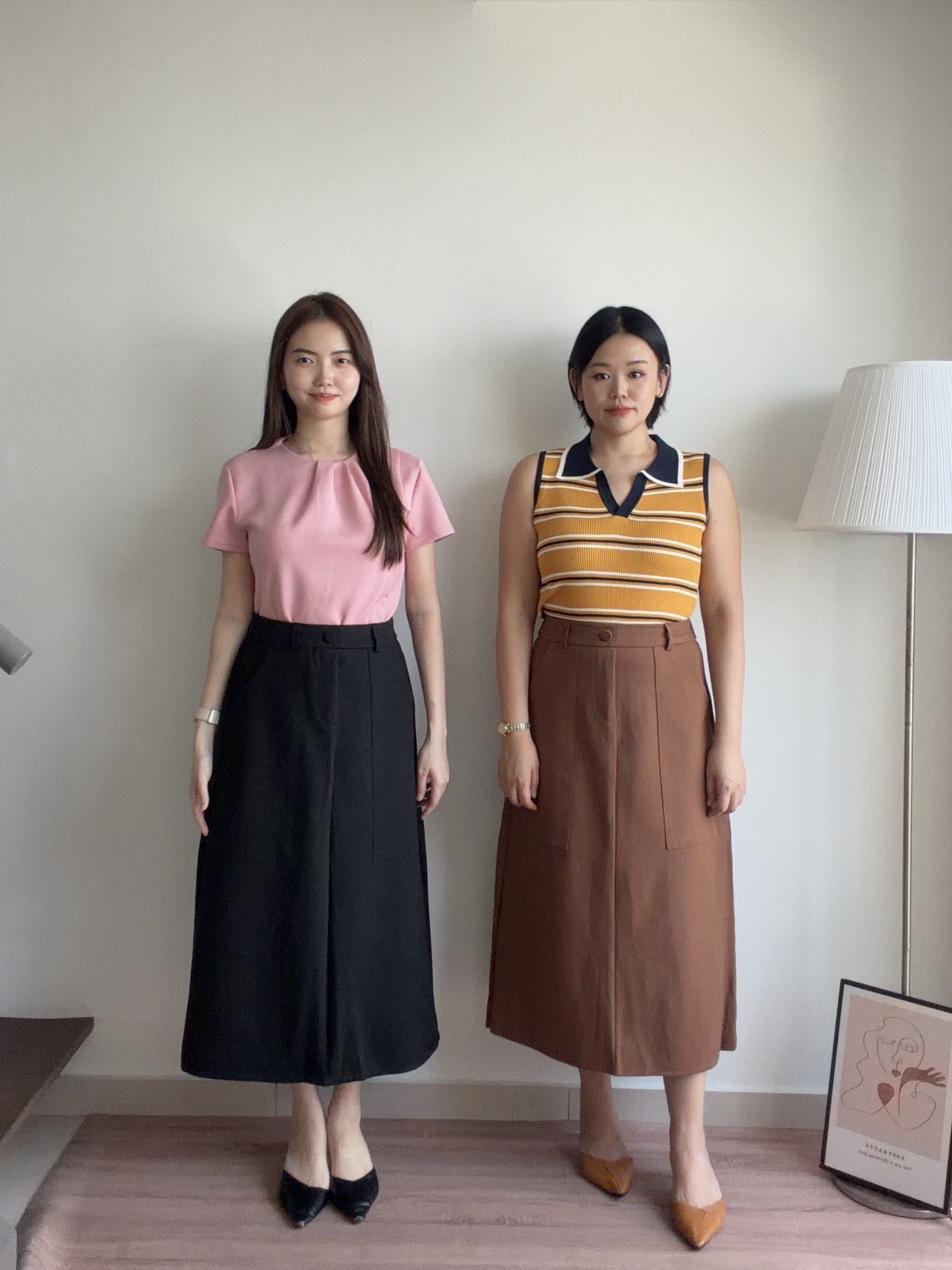 S2022 A Line Long Skirt - Black & Brown