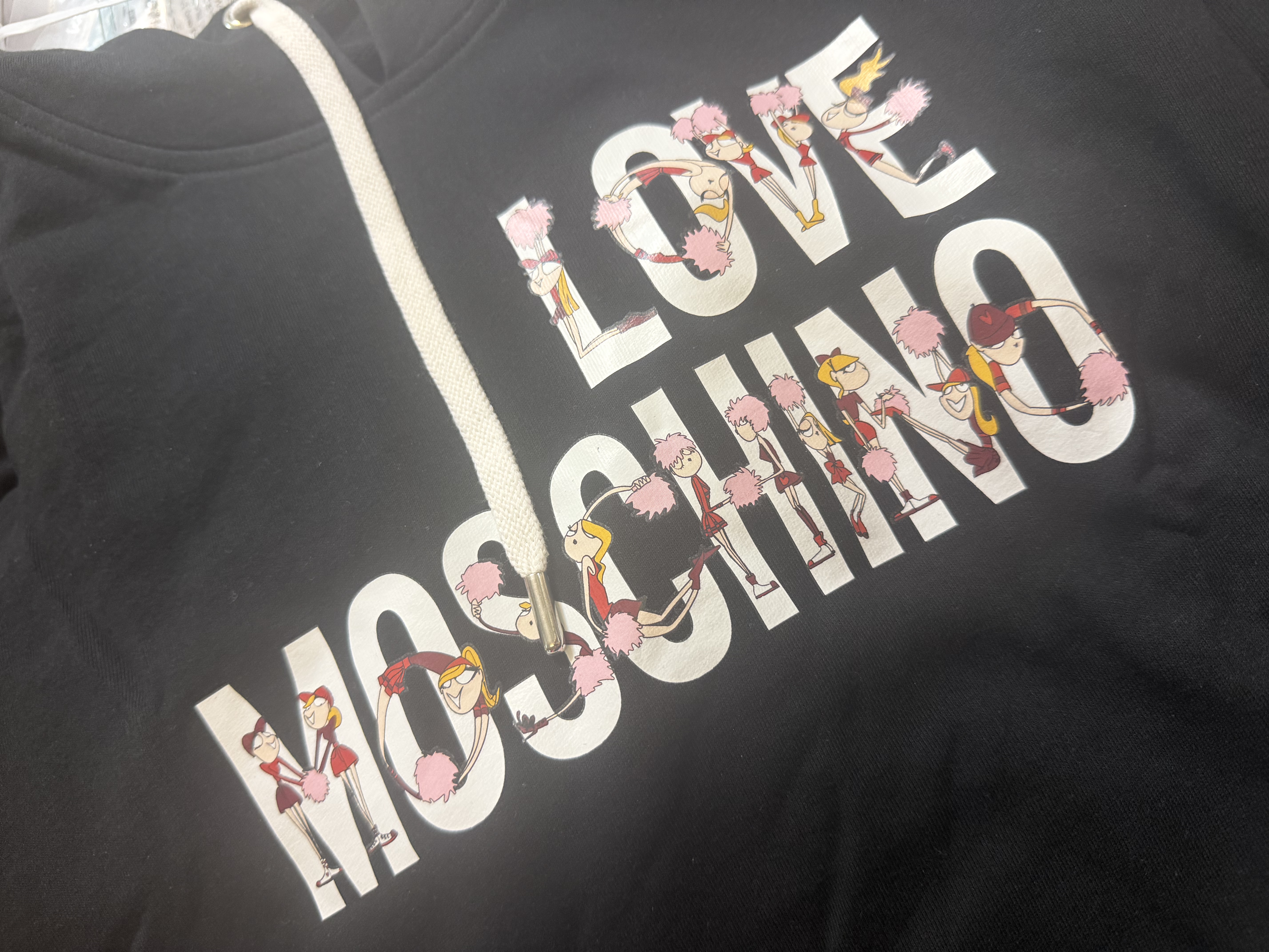 Love Moschino黑白色字連帽衛衣