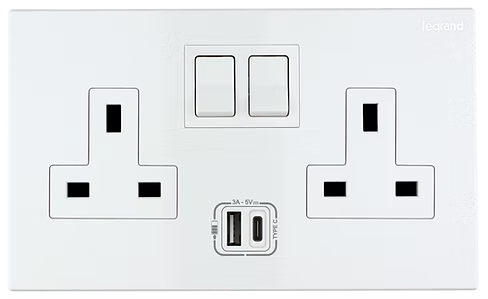 Legrand Galion 白 13A孖蘇有掣連Type A+C USB 插座