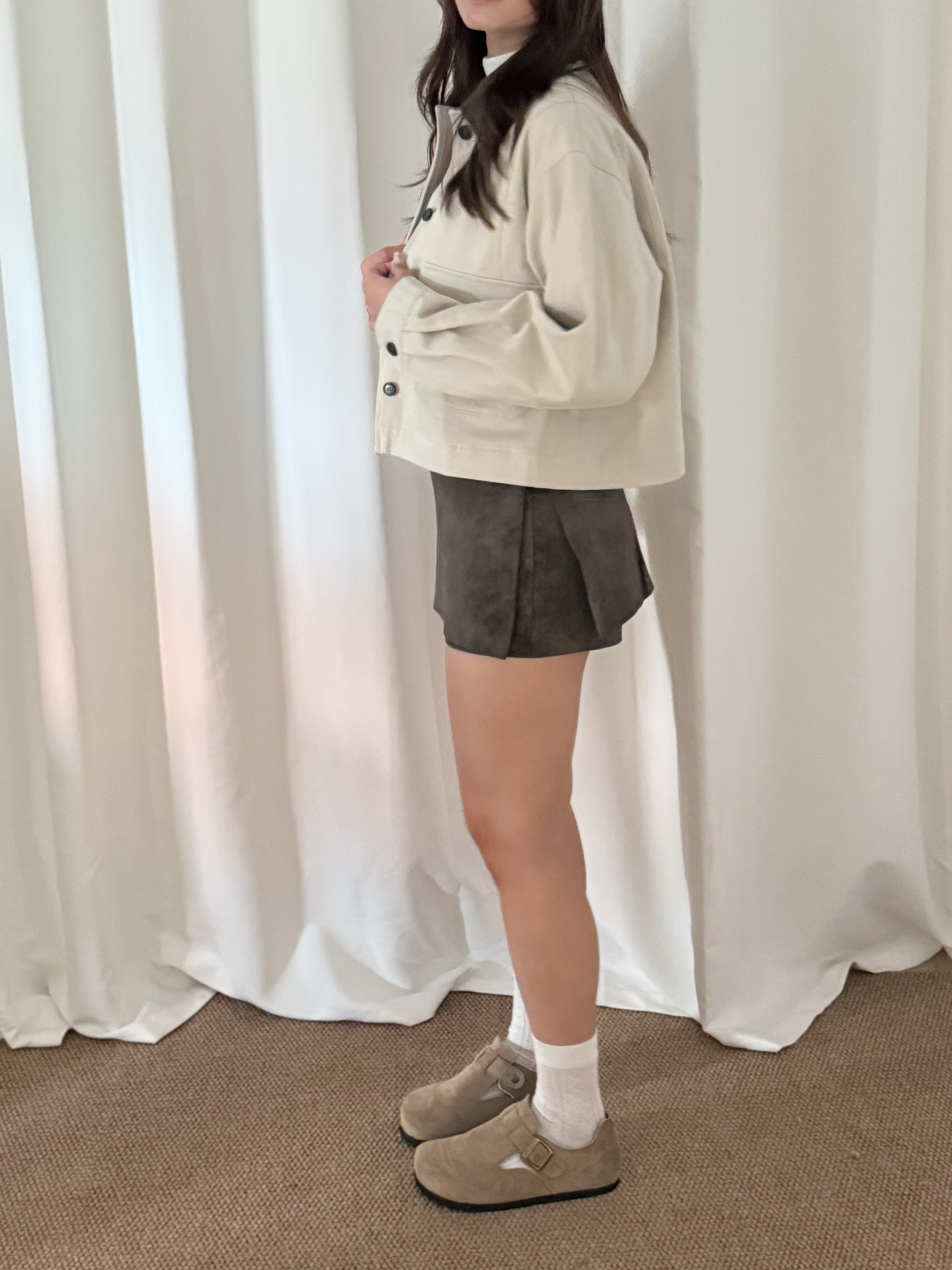 [巴恩風外套!]Leather Collar Barn Jacket(兩色入)