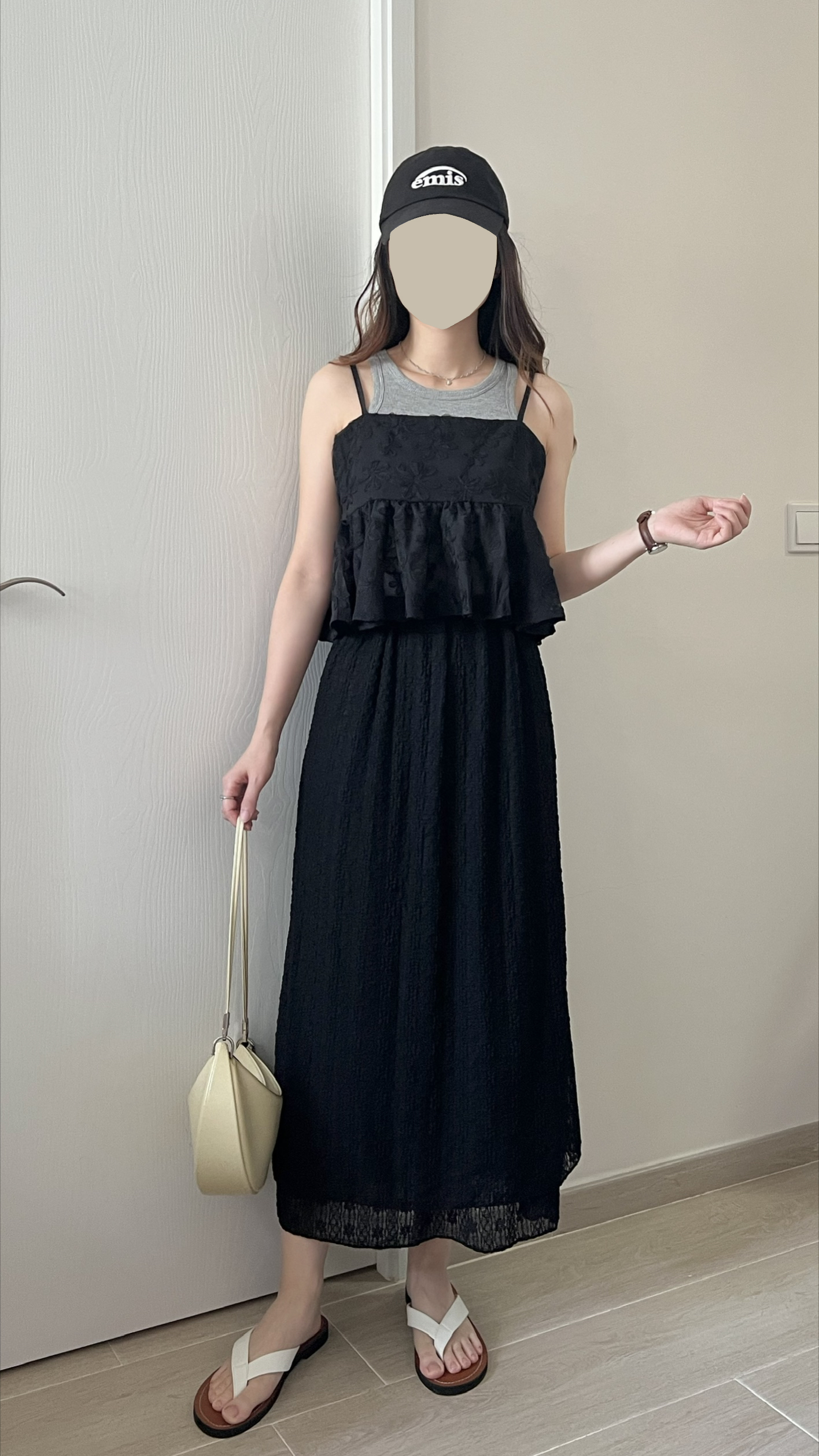 lace雙層小花長裙 免熨