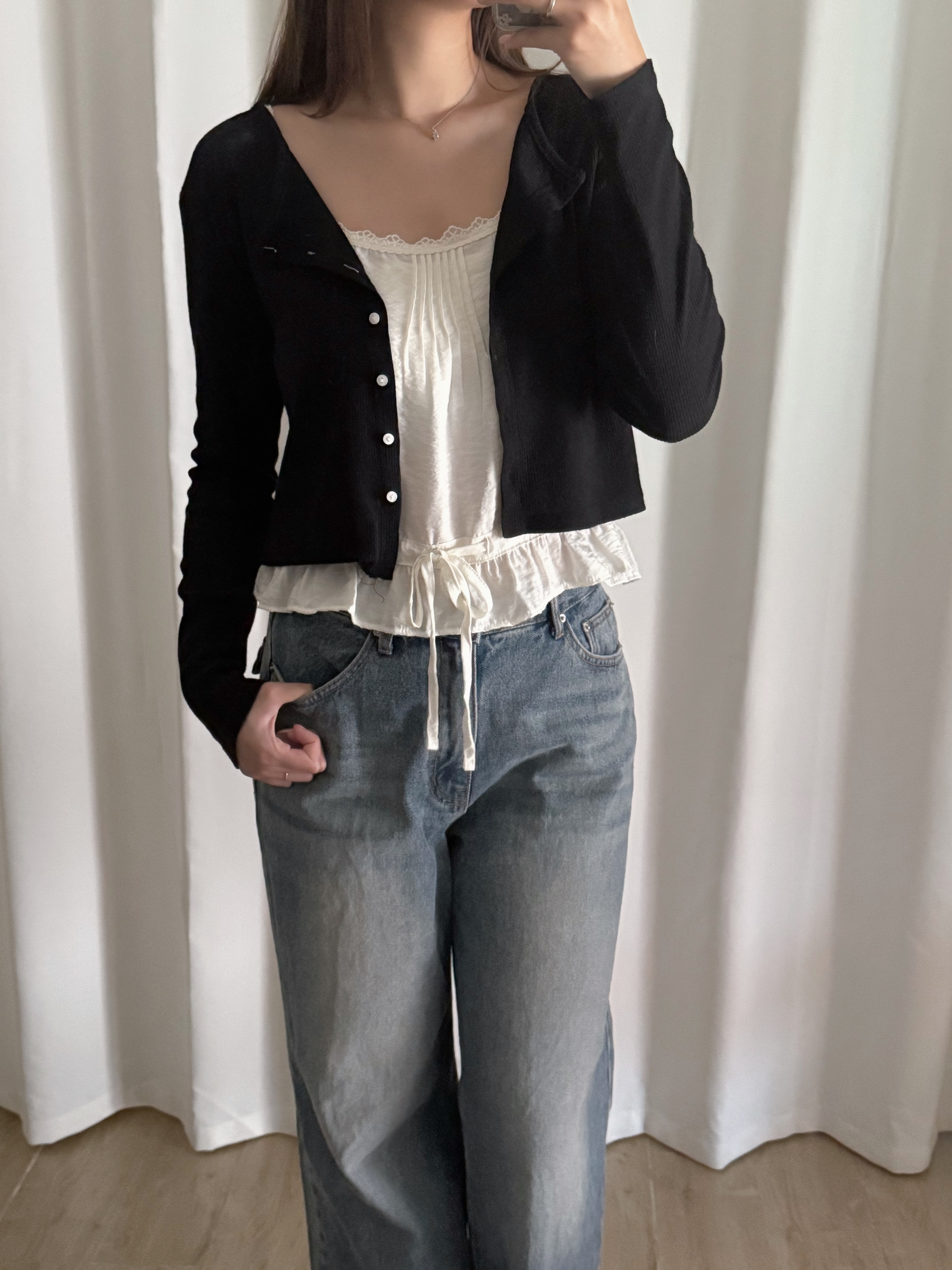 Lace小花綁帶吊帶短背心