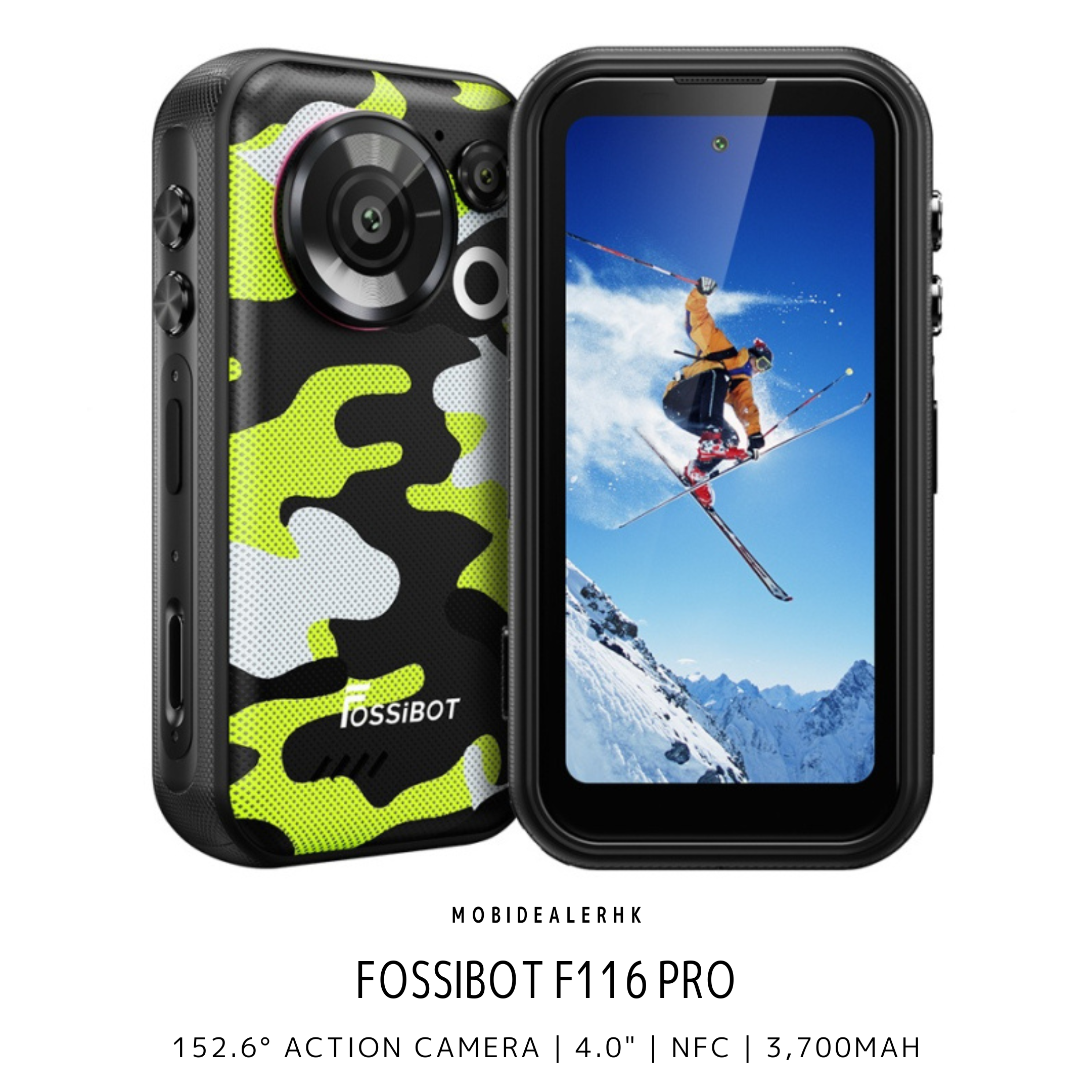 Fossibot F116 Pro | 5G | 三防手機 | 迷你手機 | 152.6° 運動相機 | 4.0" | NFC | 3,700mAh