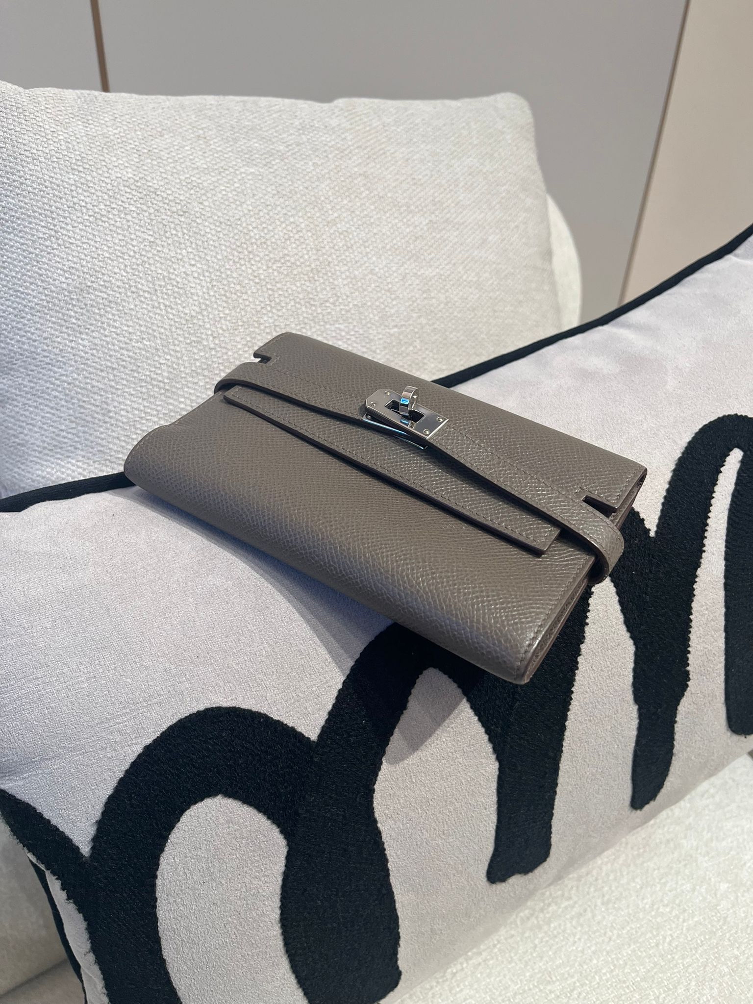 Hermes Kelly Wallet Etain 錫器灰 Epsom牛皮 Stamp R 100%Authentic, 93%New✅Dust bag