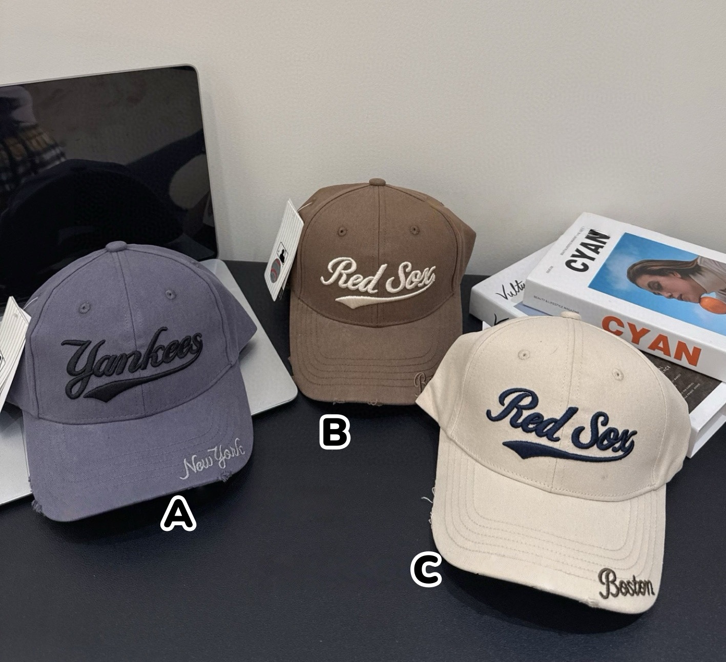 MLB 字母刺繡復古棒球帽