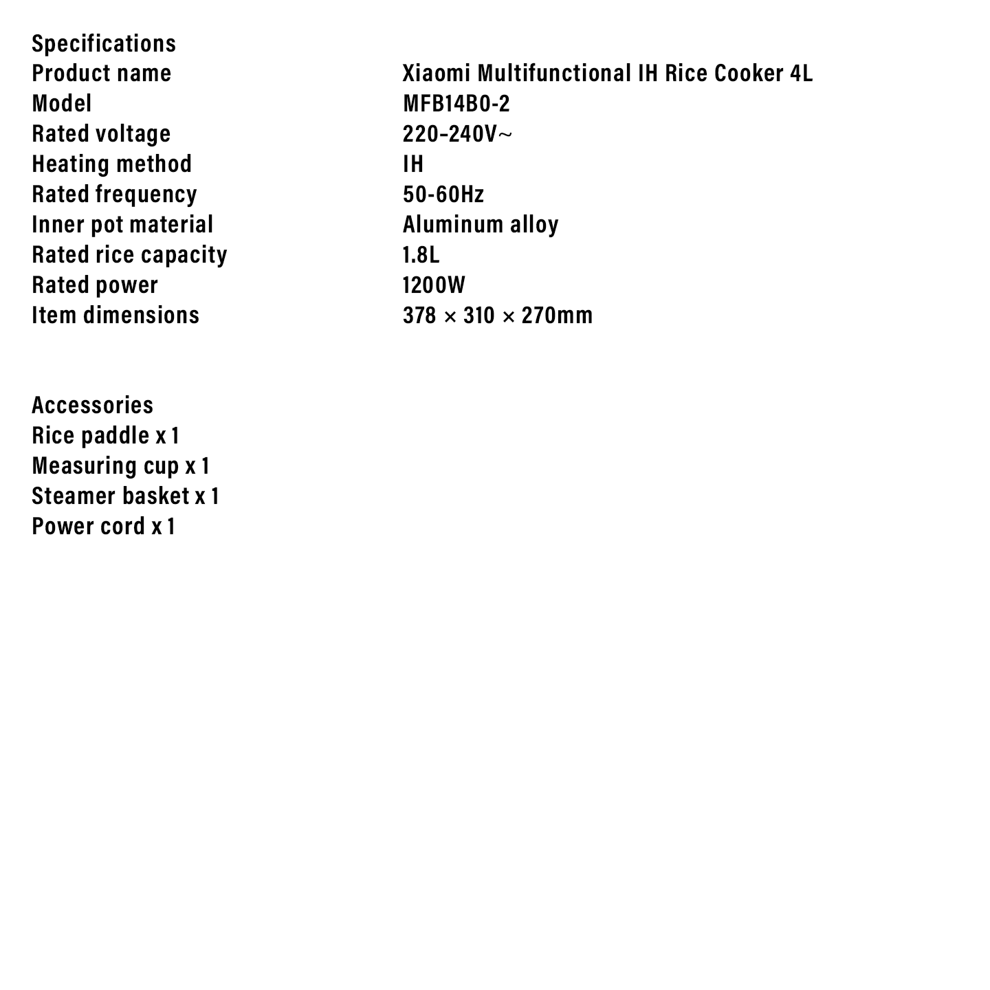 Xiaomi 4L Multifunctional Rice Cooker Non-Stick (BHR9174GB)