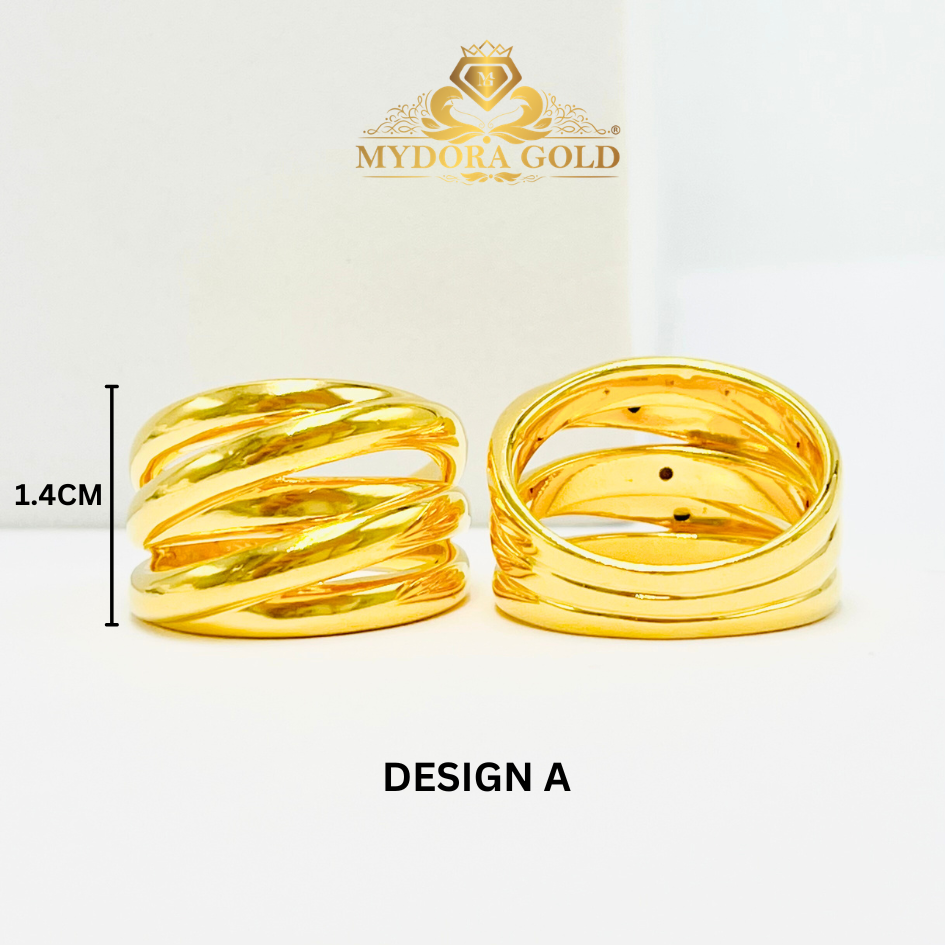 MYDORA Cincin Nabila 5 Layer Full Gold (5G) l EMAS 916/22K