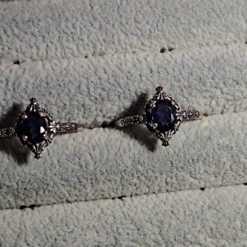 Iolite rings in adjustable sterling silver - JW35