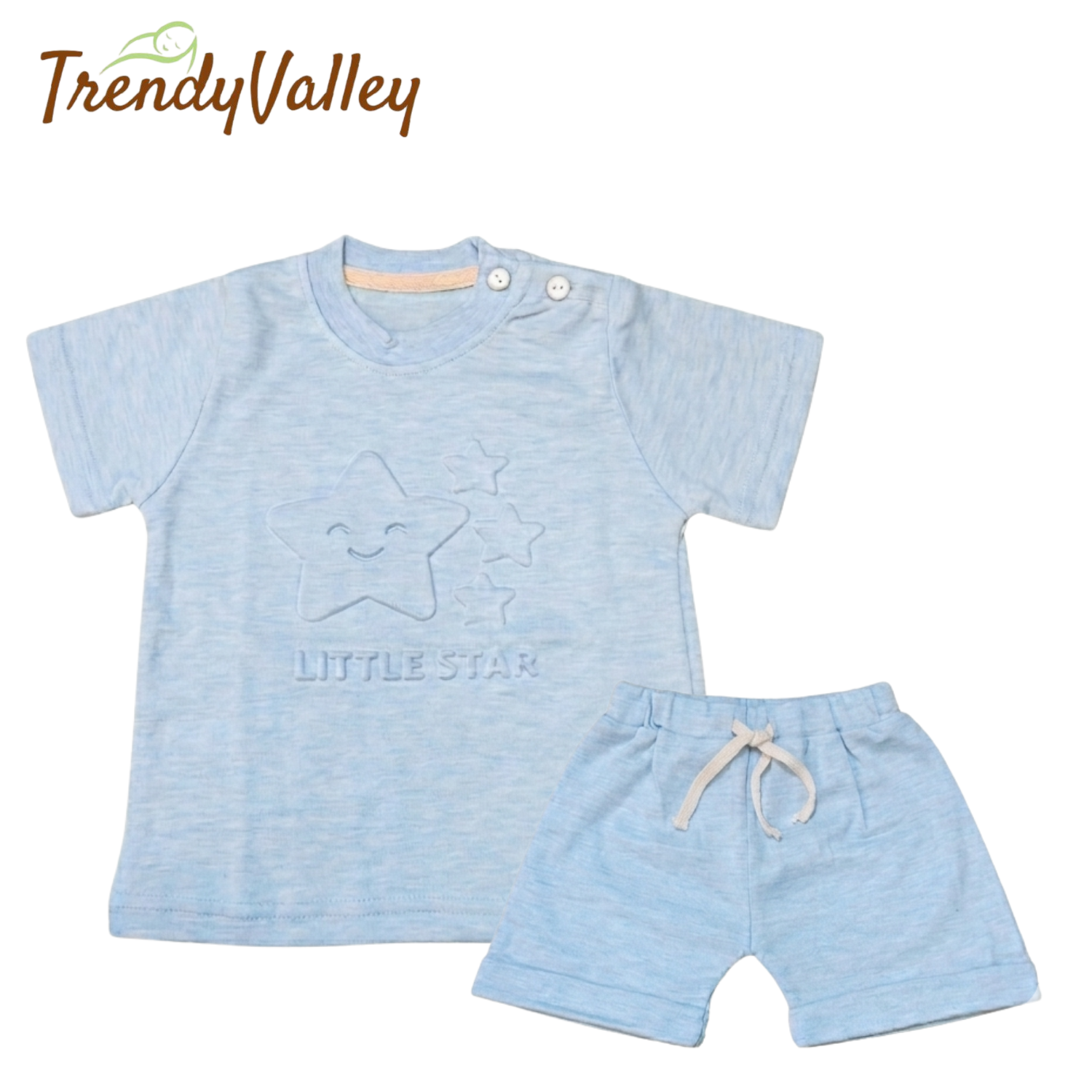 Trendyvalley Organic Cotton Short Sleeve Baby T-Shirt & Short Pant ( Little Star)