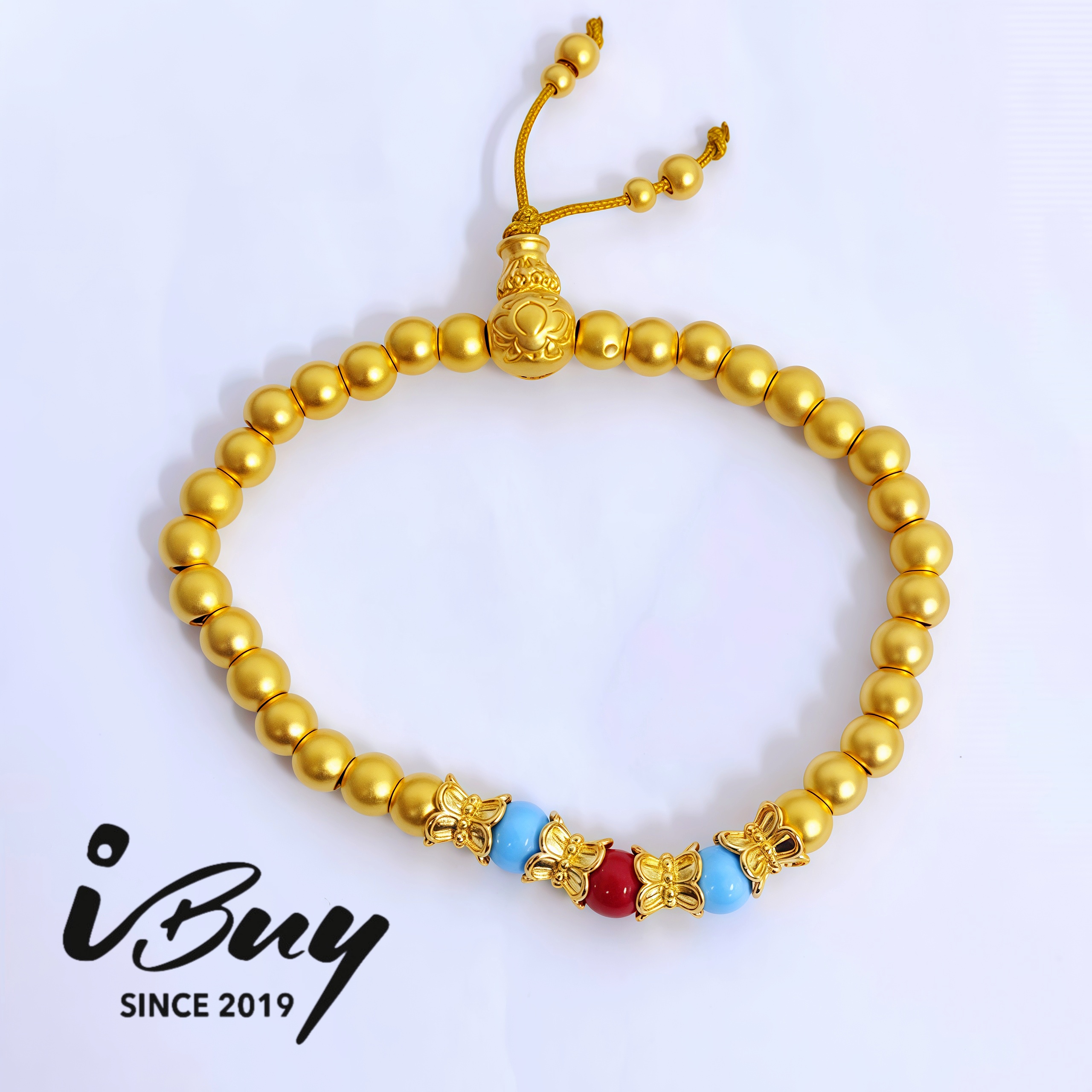 999 GOLD VINTAGE BEAD EANMEL LOTUS NRACELET 古法珠手串