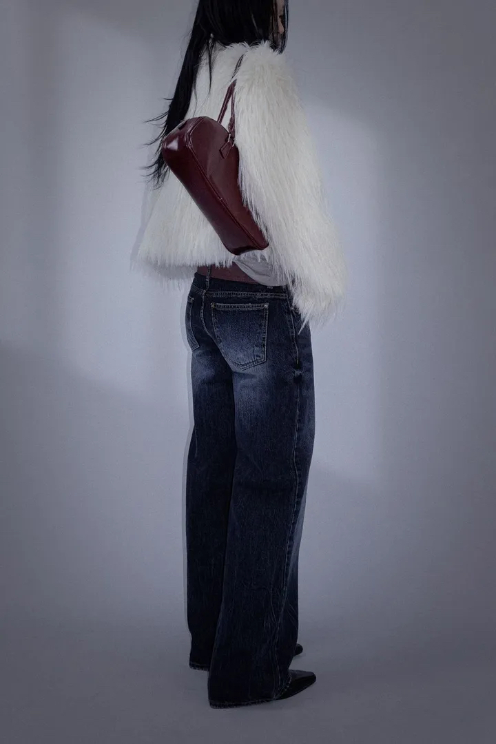 Low-Rise Washed Denim