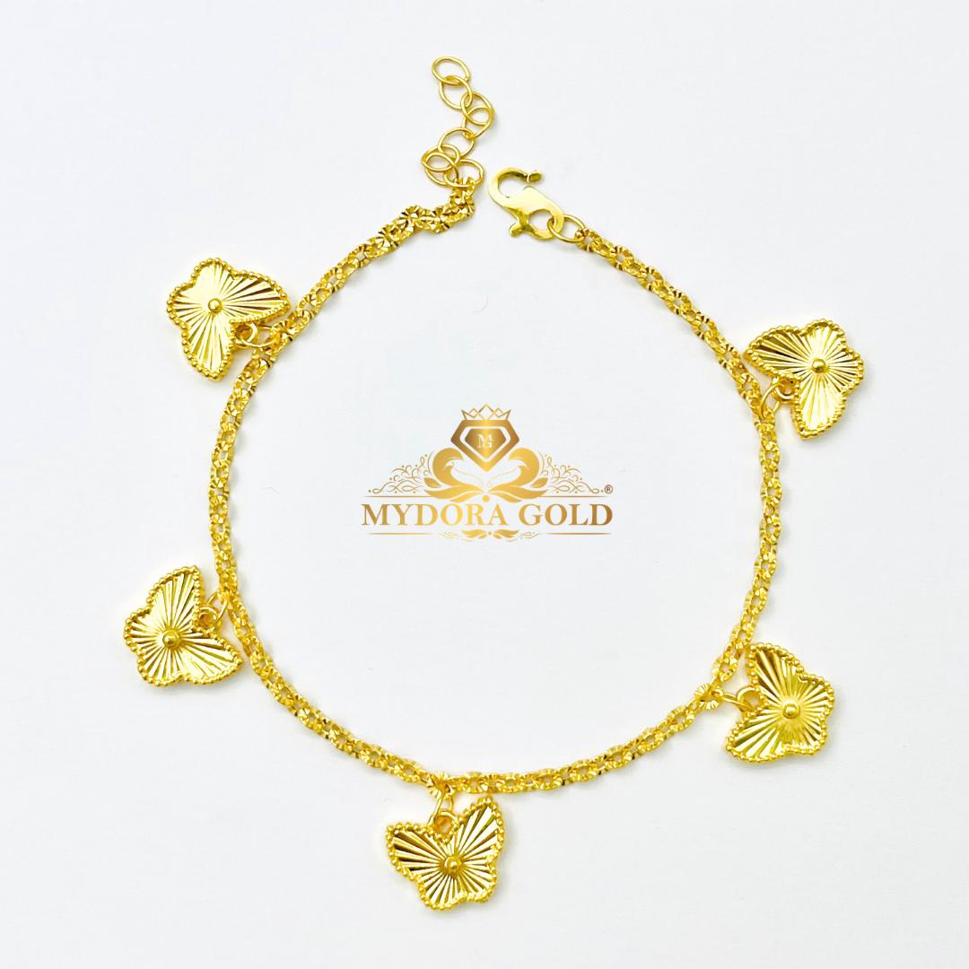 MYDORA EMAS 916 Rantai Tangan Sauh Matahari + 5 Radiant Butterfly l EMAS 916/22K