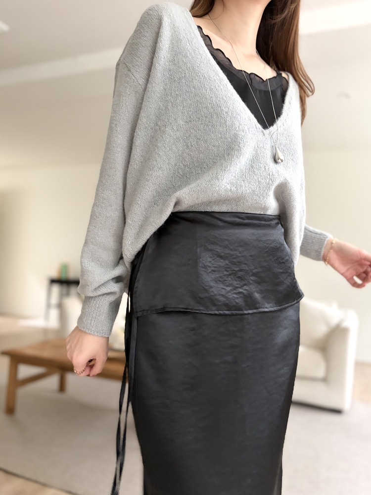 Layering Satin Skirt (Black)