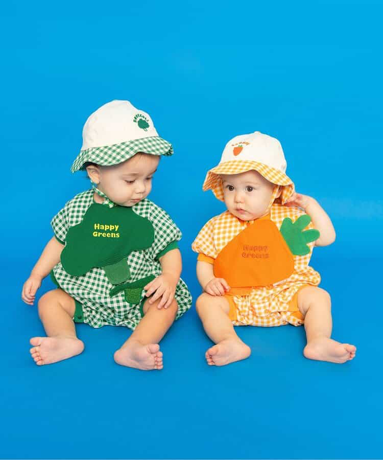 🇯🇵預訂 日本直送🇯🇵BREEZE兩色蔬菜毛毛貼花格紋遮陽帽