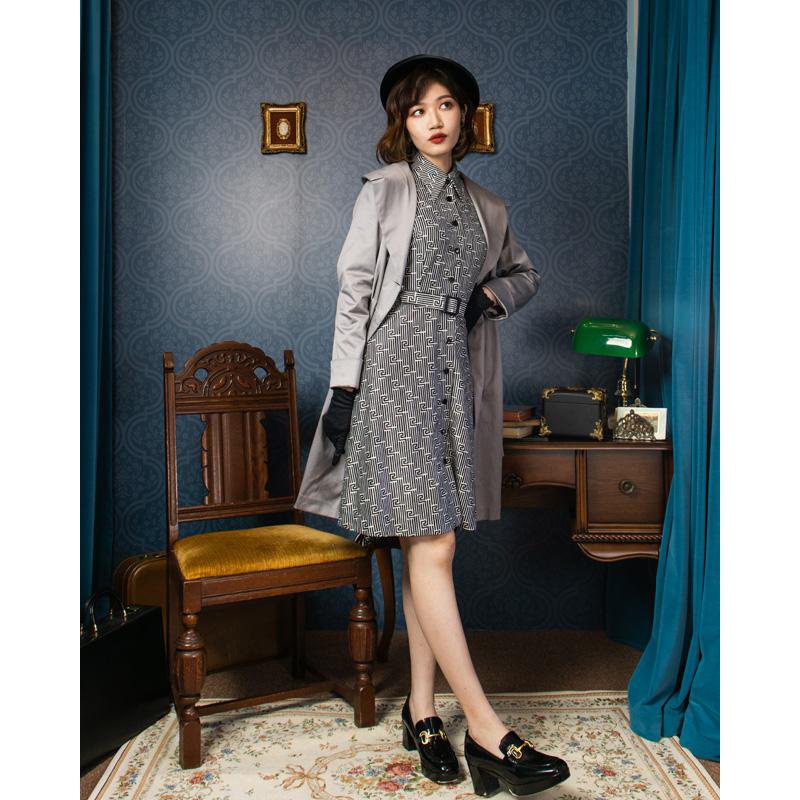 （SOLD OUT）1960s MAD Man Secretary Double-Breasted Dress Coat - Grey(FM085)