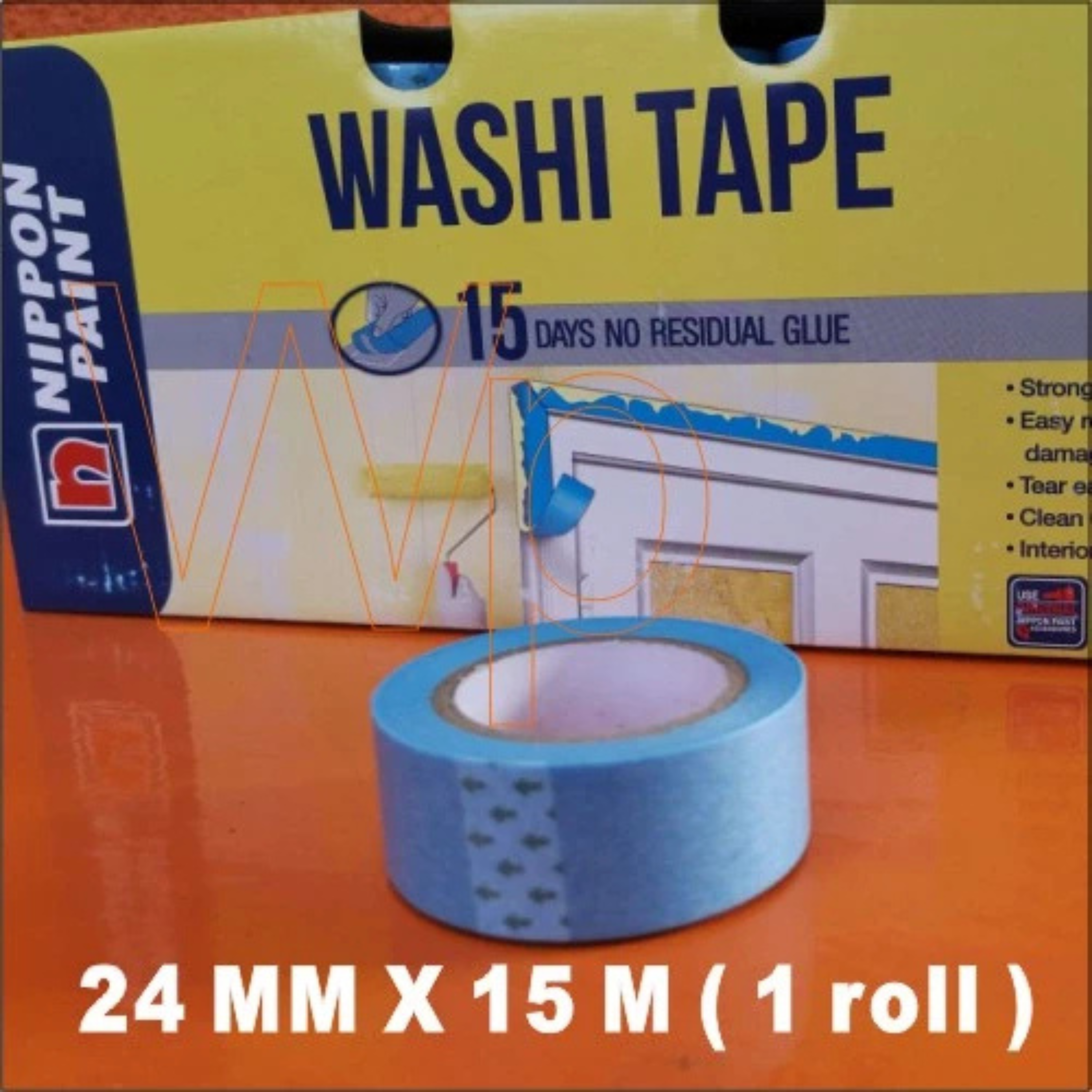 1 Pcs NIPPON WASHI TAPE 24MM X 15M 15 DAYS NO RESIDUAL GLUE STRONG ADHESIVE EASY REMOVAL WITH NO DAMAGE TO SURFACES