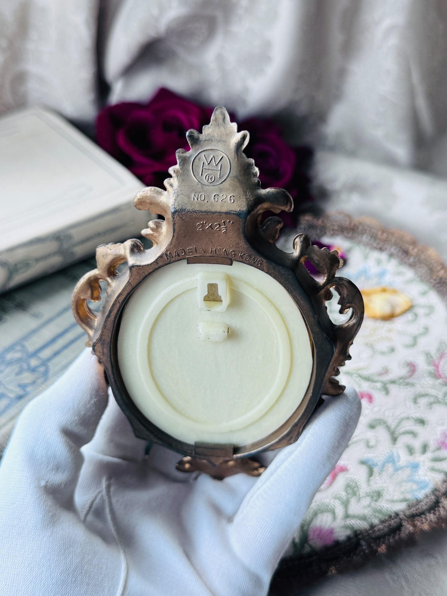 Vintage Mid-Century Made in Hong Kong Plastic Mini Scrollwork Picture Frame (MT2589-29)