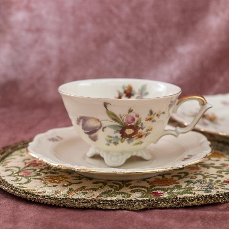 Vintage 1931-1939 German C.T. Altwasser Sophisticated Scrollwork Tea Set Trio - Tea set with cake plate (MZ015)