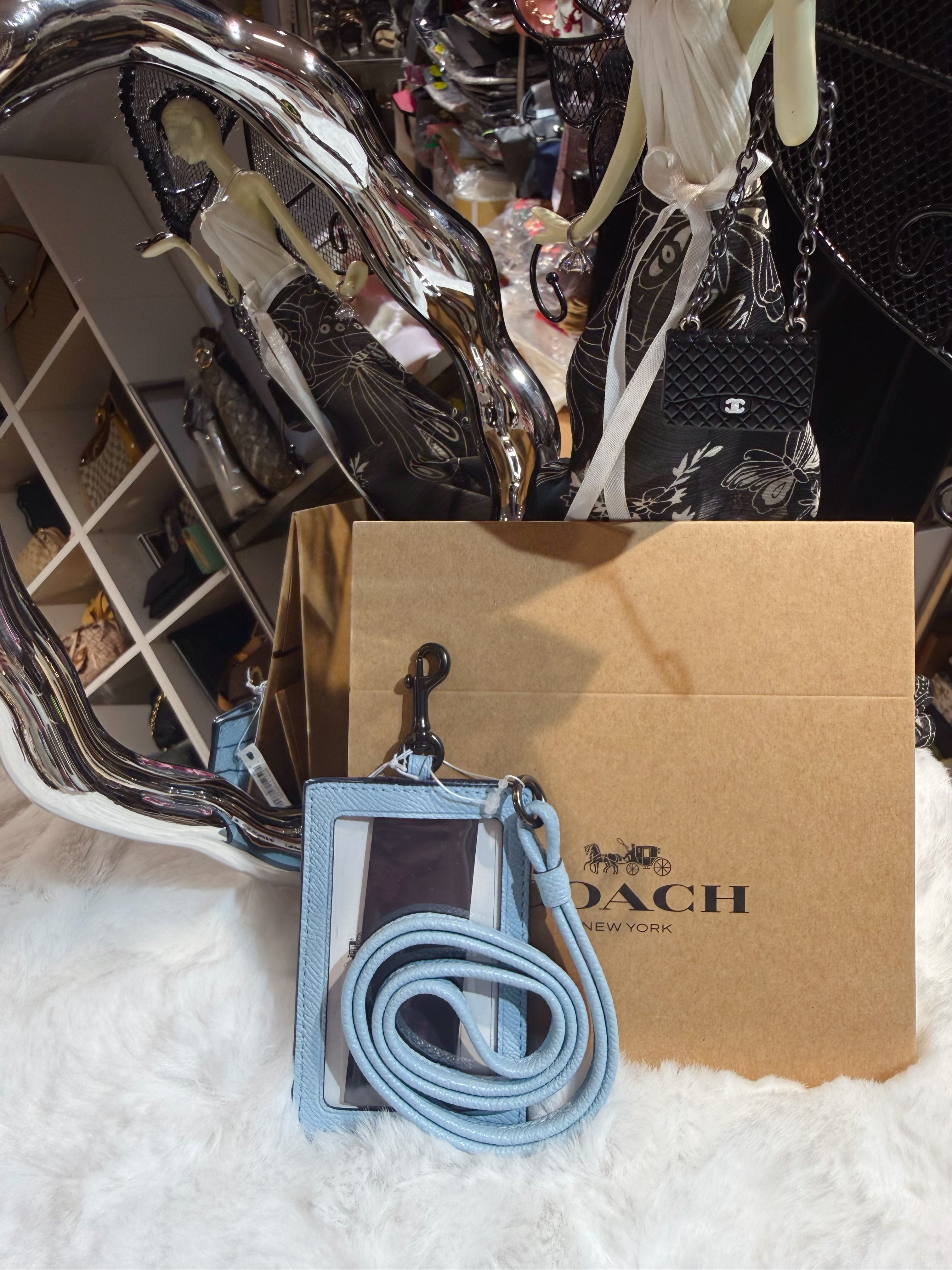 Coach lanyard card case sf/blue