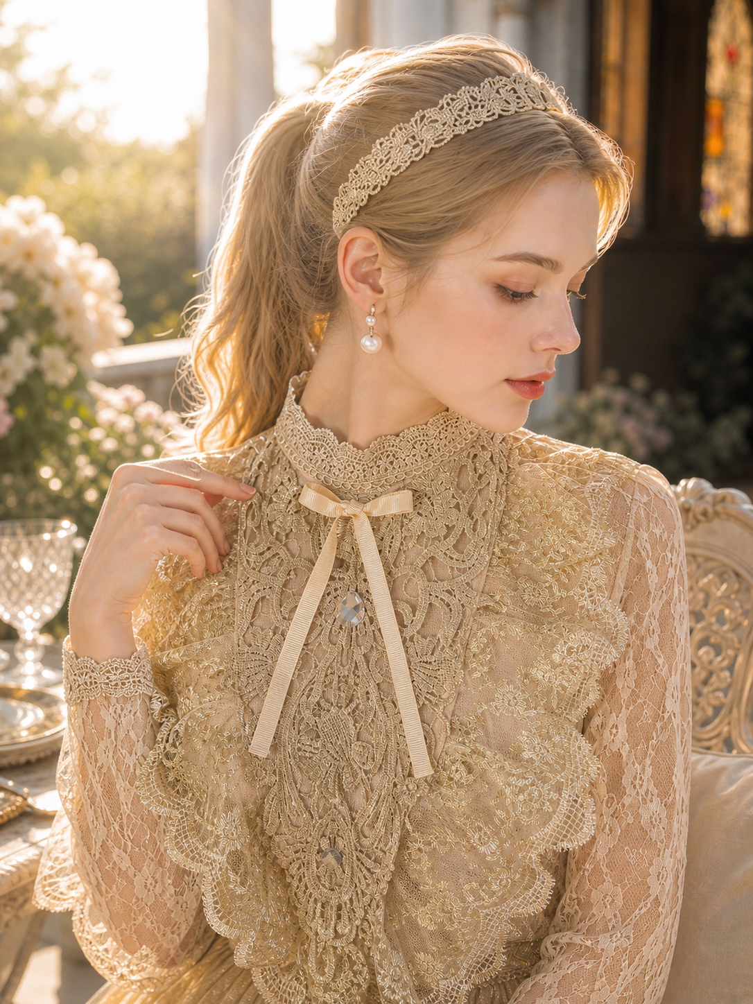 金蕾絲魔法童話Antique Lace Blouse