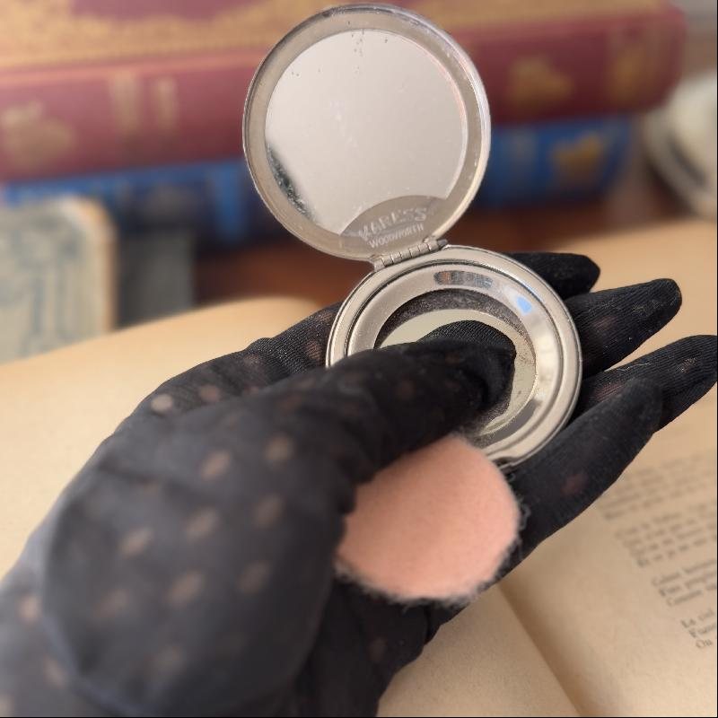 Rare! Antique C.a. 1920s "Karess" line by Woodworth Inc Silver-Plated Guilloché Engraving Loose Powder Compact(MT2221)
