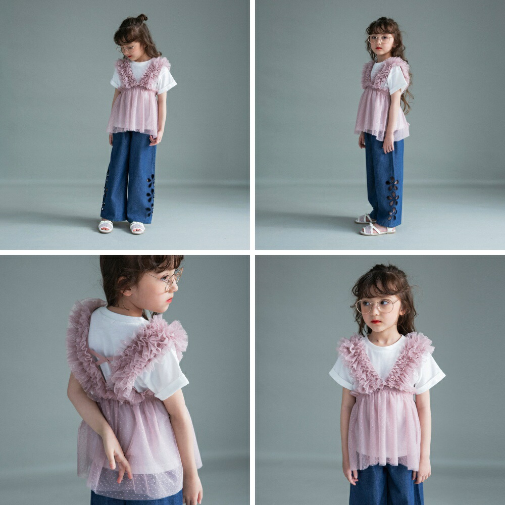 🆕【⭐訂購⭐】🇯🇵日本直送 薄紗束腰荷葉邊上衣+純色短袖Tee 套裝［2款選］🌀 [ELBA-0168][230323]