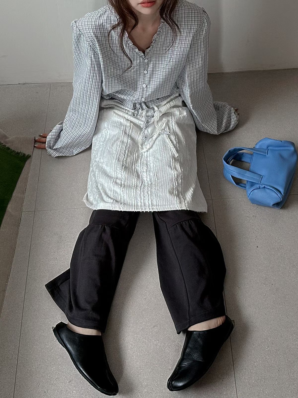221545 壓摺形布長褲