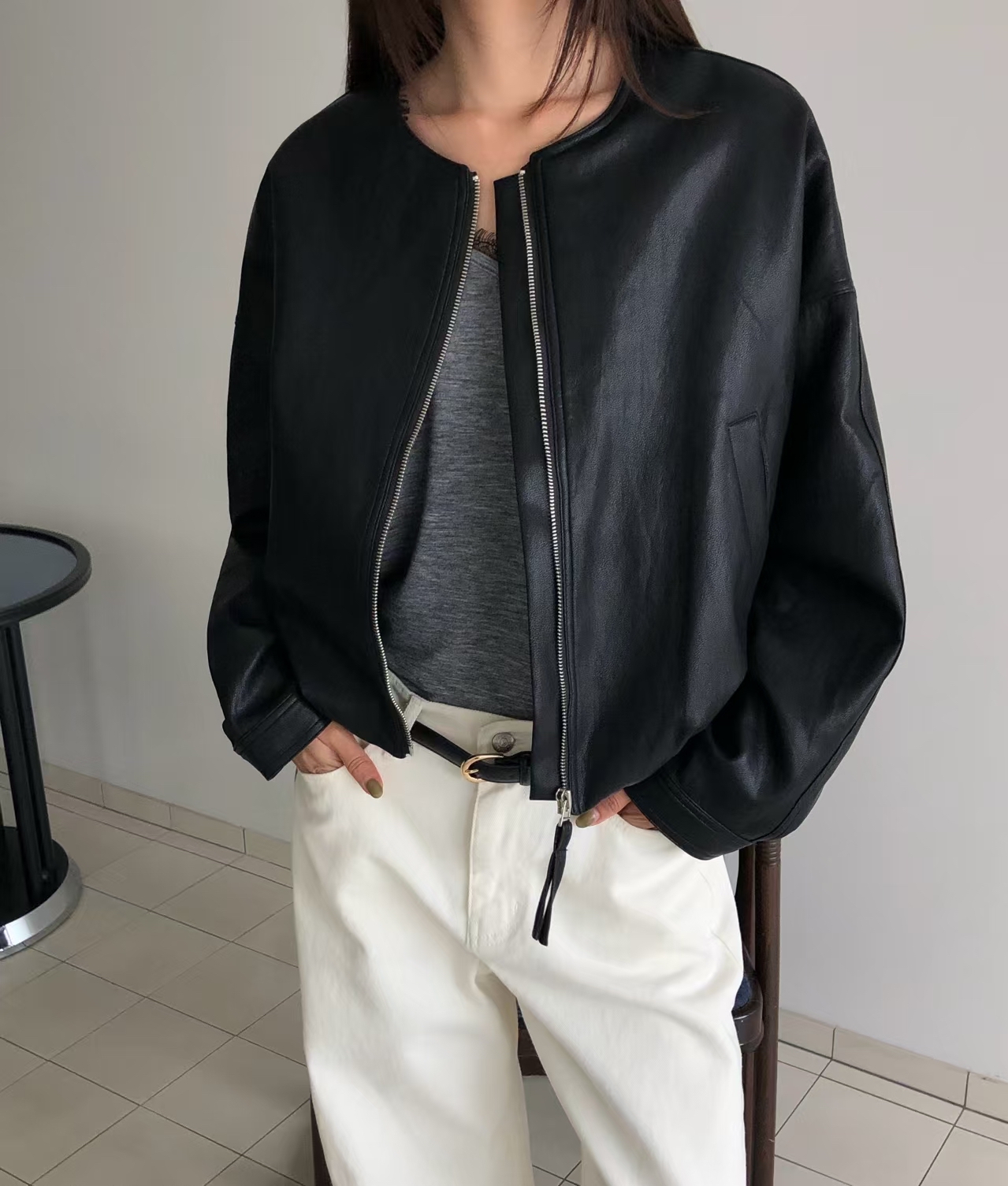 仿皮Bomber Jacket 外套