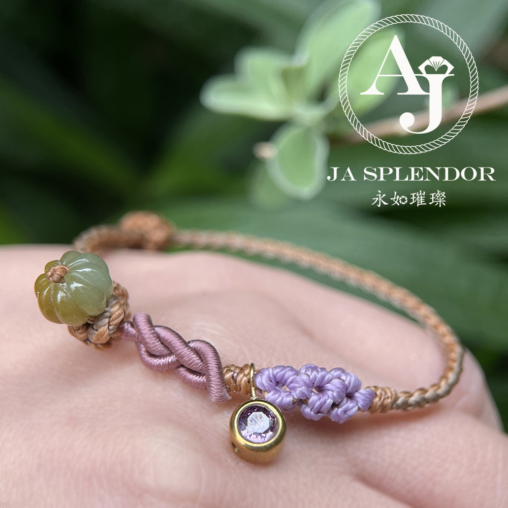 FBG26-H02 天然翡翠A玉 黃翡雙色花開手繩（私人訂制）