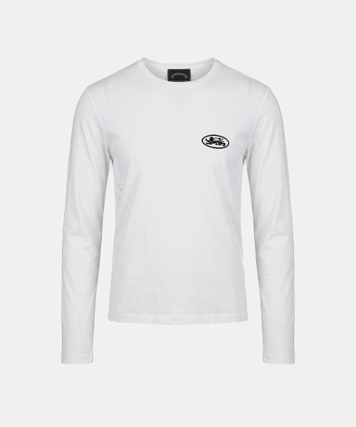 Mystic Print Fitted Long Sleeve T-Shirt - White