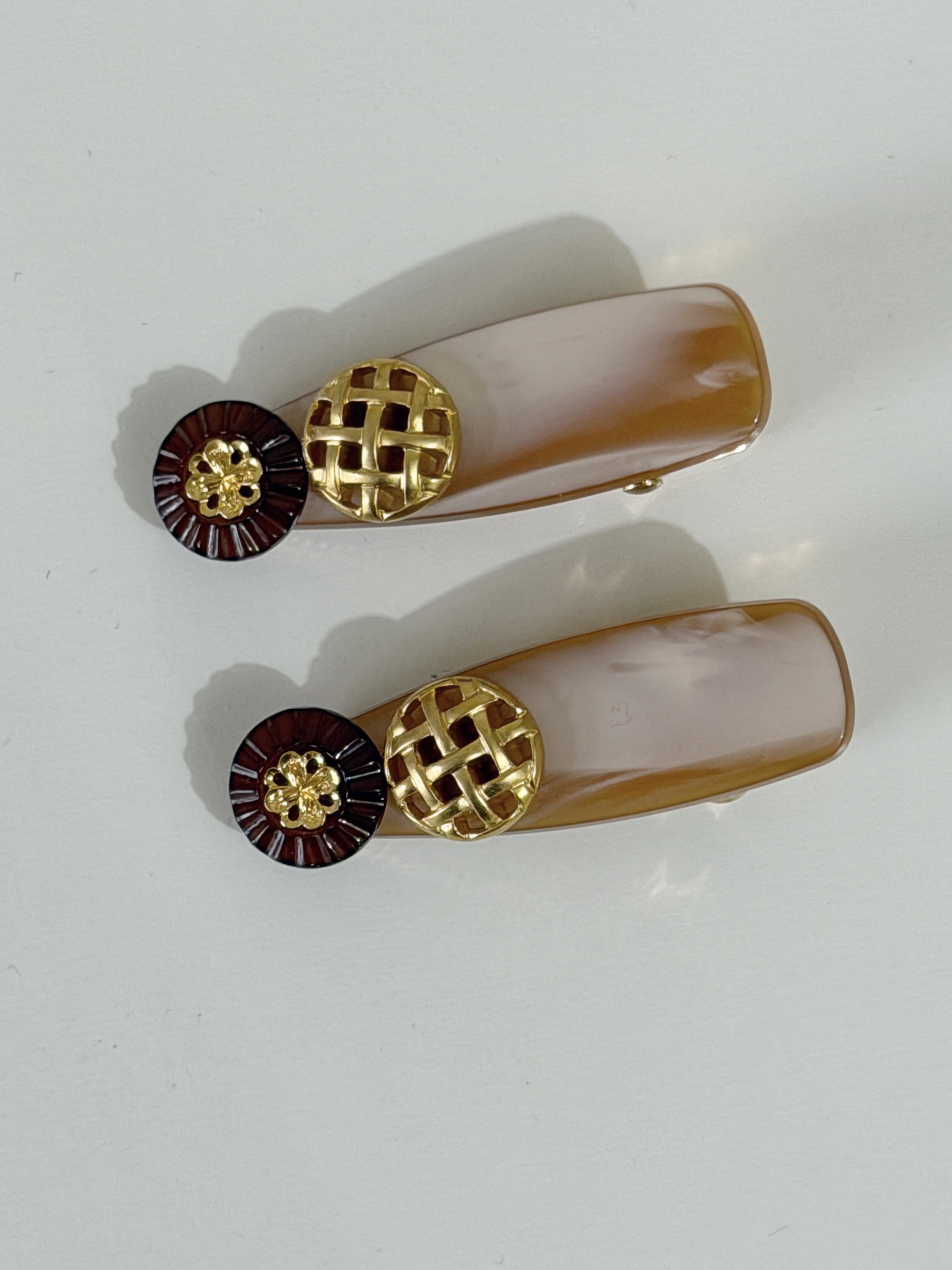 復古鈕扣髮夾 mini 4cm