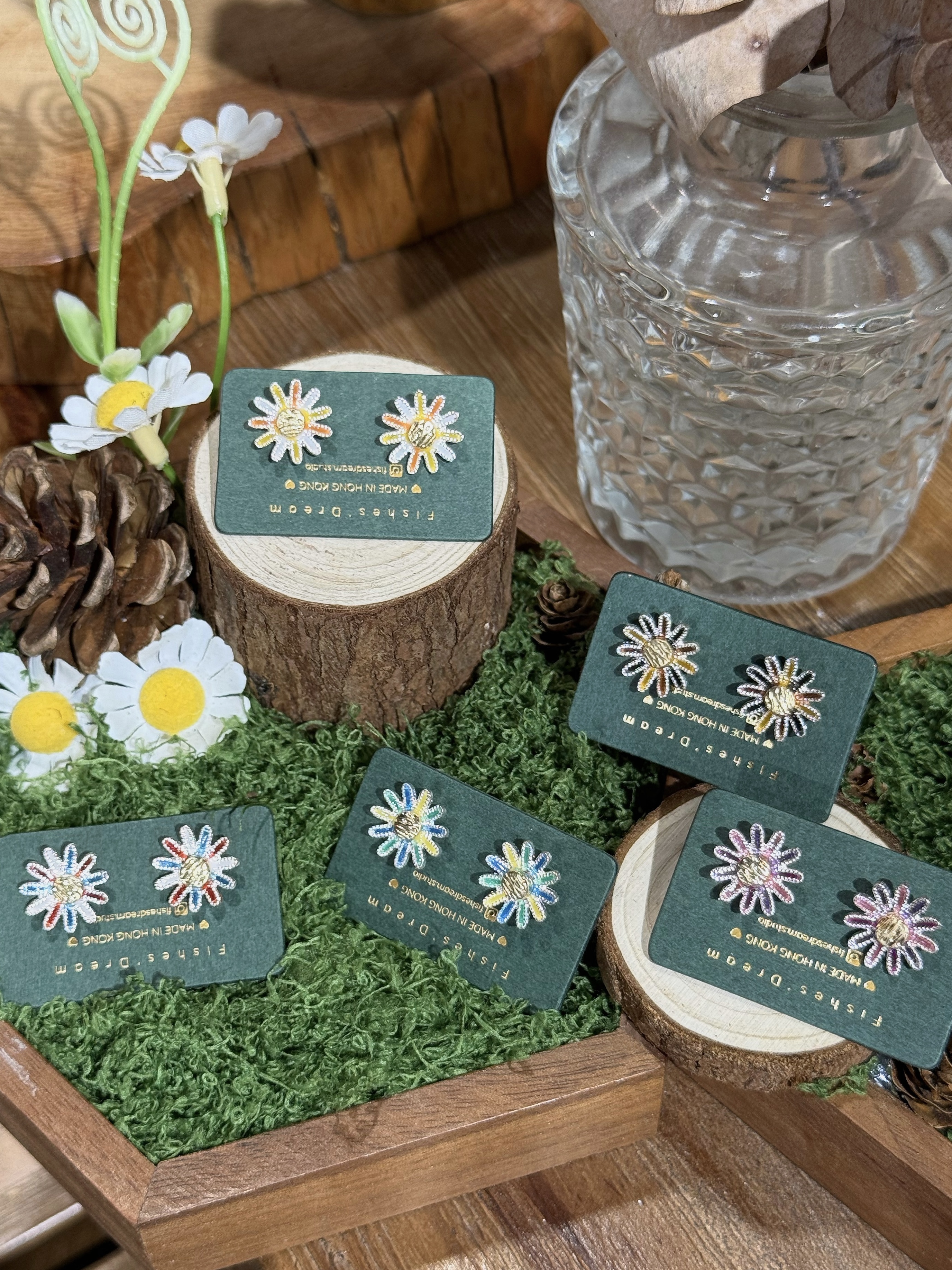 曙光花 Sunburst Flower Stud Earrings | 耳釘款耳環