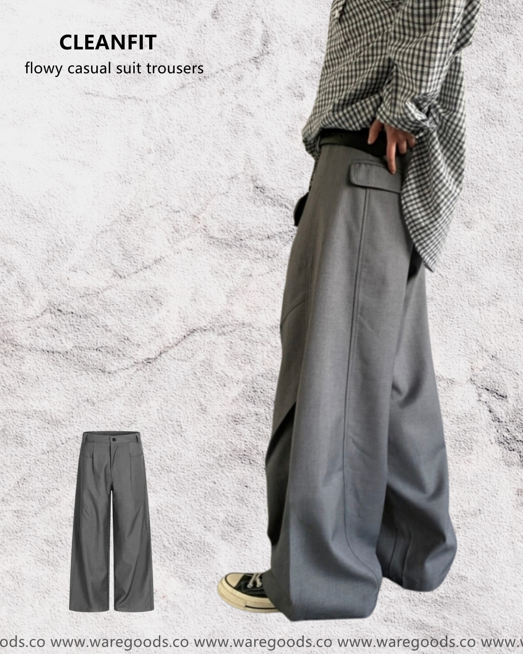 W1406垂感鬆身直筒西褲